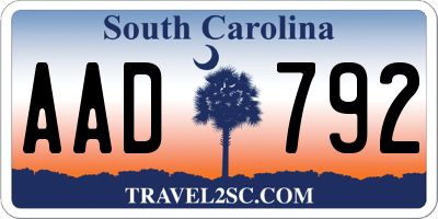 SC license plate AAD792