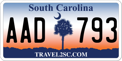 SC license plate AAD793