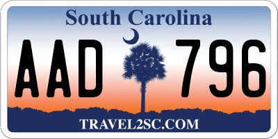 SC license plate AAD796