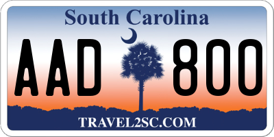 SC license plate AAD800