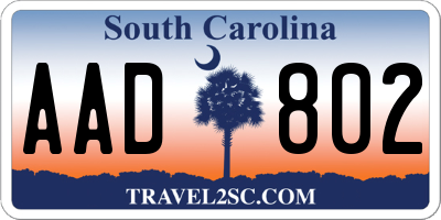 SC license plate AAD802