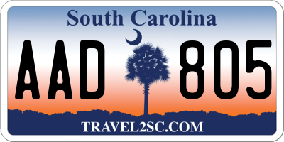 SC license plate AAD805