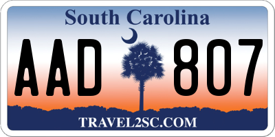 SC license plate AAD807