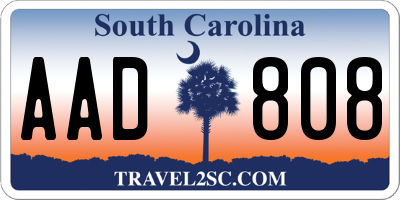 SC license plate AAD808