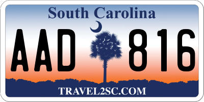 SC license plate AAD816