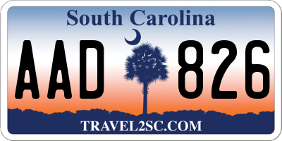 SC license plate AAD826