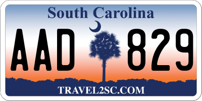 SC license plate AAD829