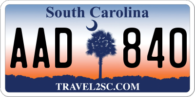 SC license plate AAD840