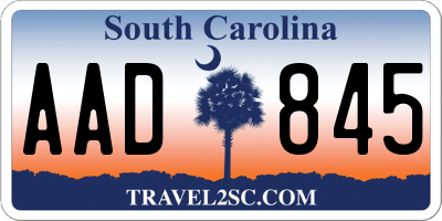 SC license plate AAD845