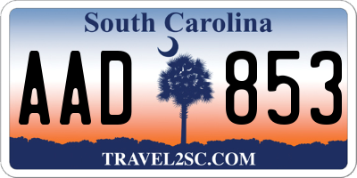 SC license plate AAD853