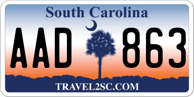 SC license plate AAD863