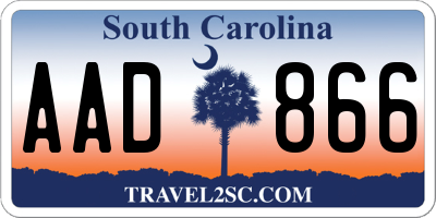 SC license plate AAD866