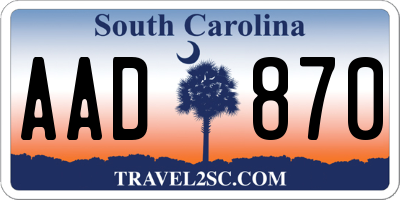 SC license plate AAD870