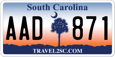 SC license plate AAD871