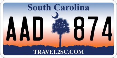 SC license plate AAD874