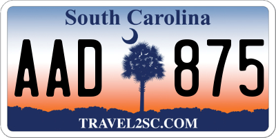 SC license plate AAD875