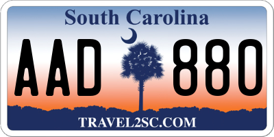 SC license plate AAD880