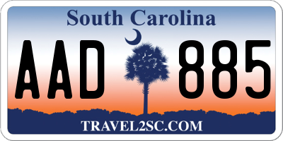 SC license plate AAD885