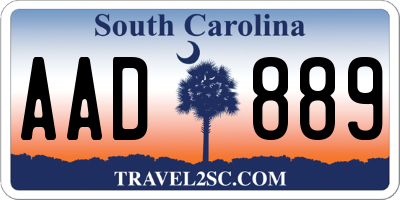 SC license plate AAD889