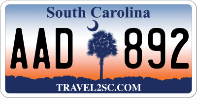 SC license plate AAD892
