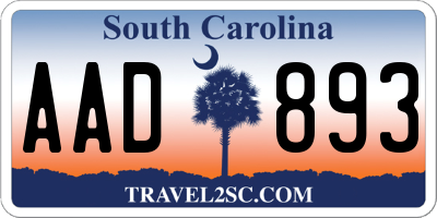 SC license plate AAD893