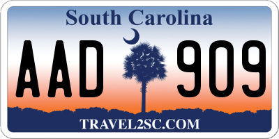 SC license plate AAD909