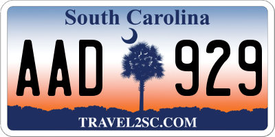 SC license plate AAD929