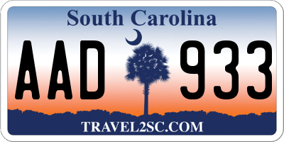 SC license plate AAD933