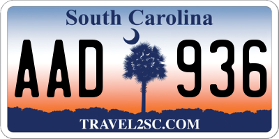 SC license plate AAD936