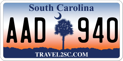 SC license plate AAD940