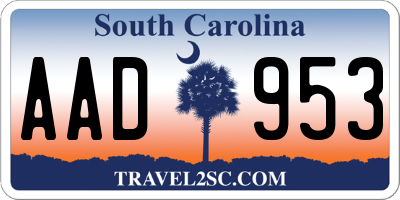 SC license plate AAD953