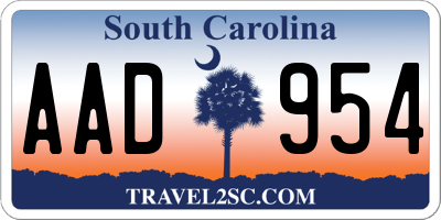 SC license plate AAD954