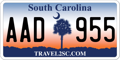 SC license plate AAD955