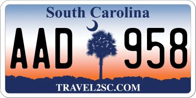 SC license plate AAD958