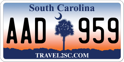 SC license plate AAD959