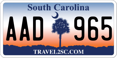 SC license plate AAD965