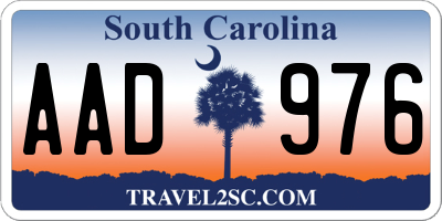 SC license plate AAD976