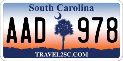 SC license plate AAD978