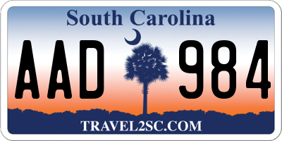 SC license plate AAD984