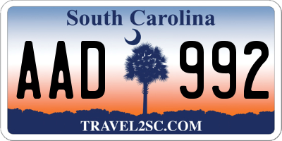 SC license plate AAD992