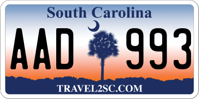 SC license plate AAD993