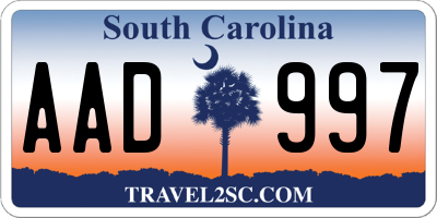 SC license plate AAD997