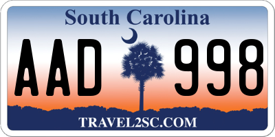 SC license plate AAD998