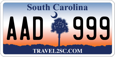 SC license plate AAD999