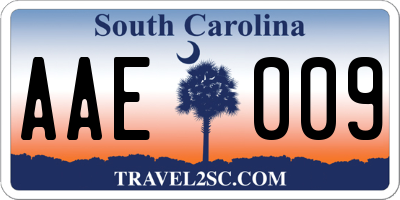 SC license plate AAE009