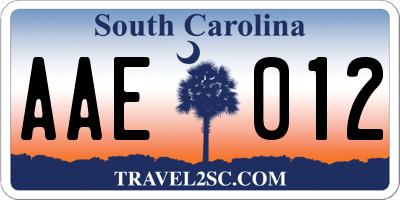 SC license plate AAE012