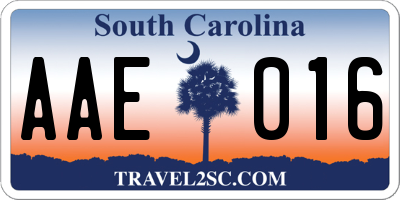 SC license plate AAE016