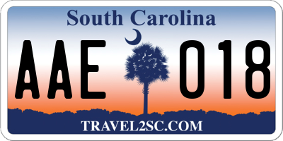 SC license plate AAE018