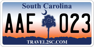 SC license plate AAE023