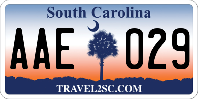 SC license plate AAE029